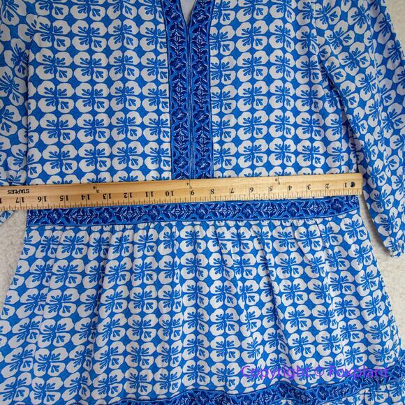 New! Vineyard Vines Hydrangea Geo Tiered‎ Dress blue, size tag marks XL - Picture 4 of 16